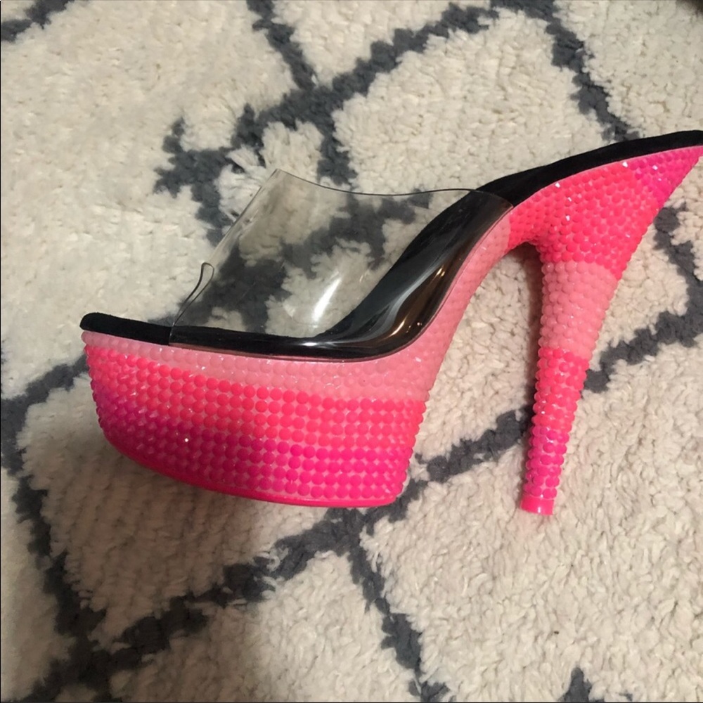 Pleaser Pink Rhinestone Stripper Heels